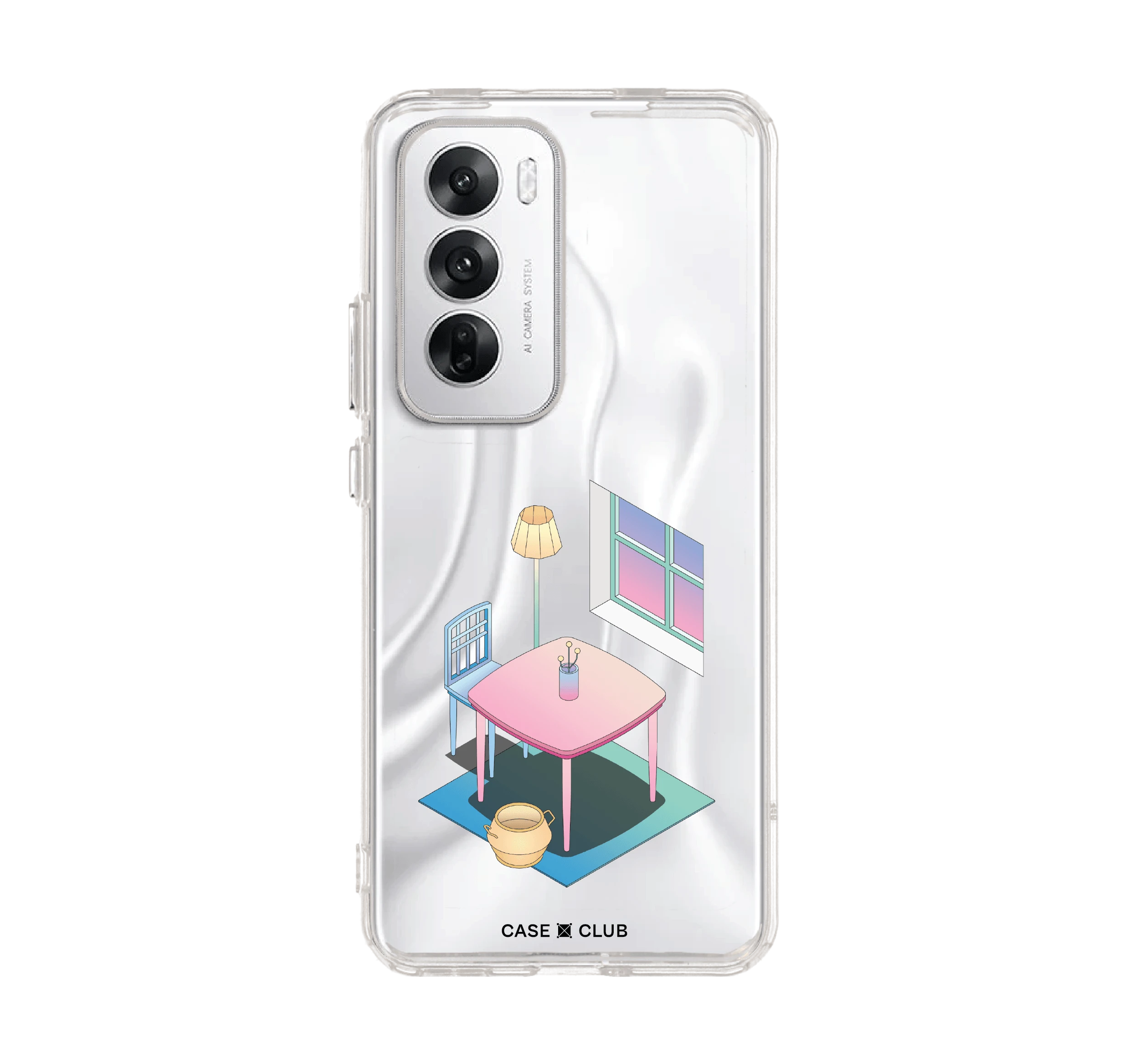 oppo reno 12 clear case pastel living room